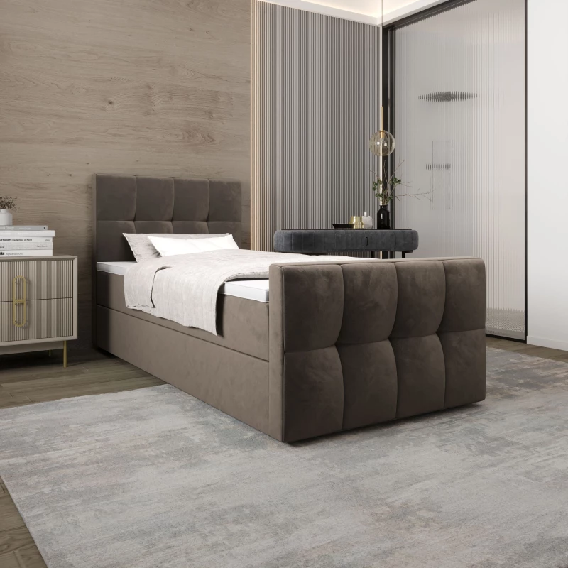Jednolôžková boxspringová posteľ 90x200 ELIONE COMFORT 1 - hnedá