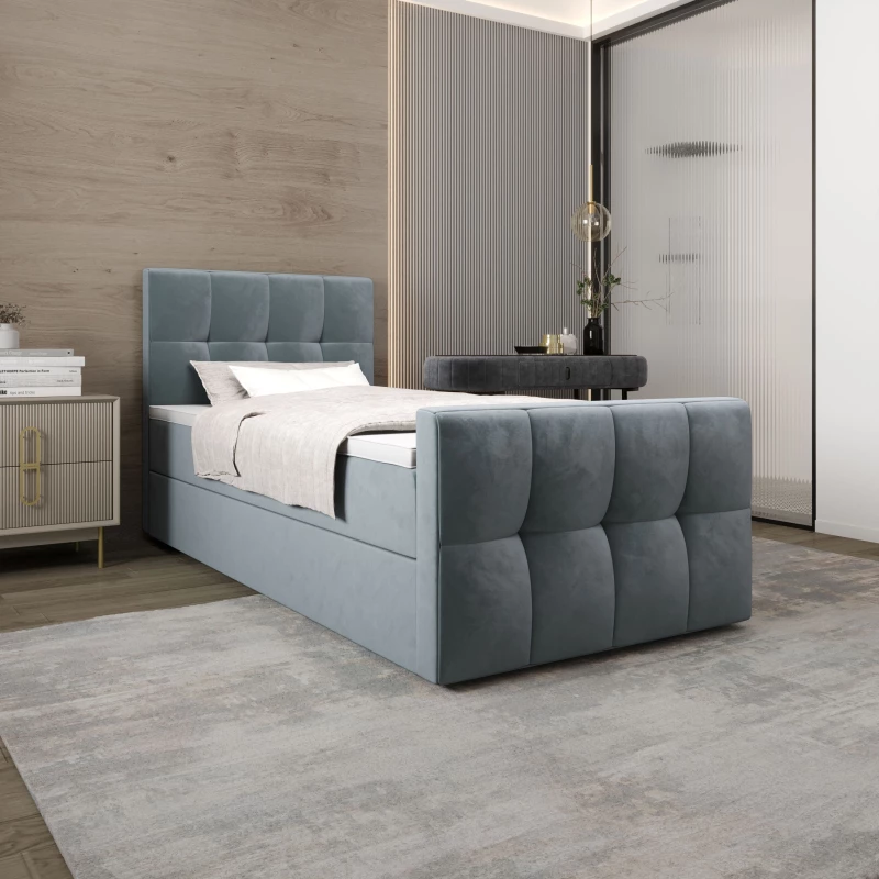 Jednolôžková boxspringová posteľ 90x200 ELIONE COMFORT 1 - svetlo modrá