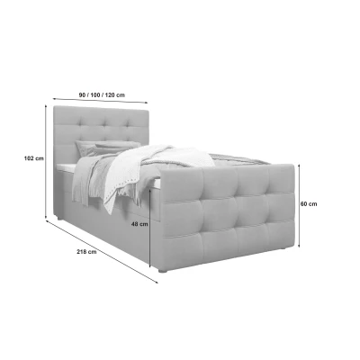 Kontinentálna posteľ 100x200 VASILISA COMFORT 5 - tmavo šedá