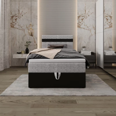 Boxspringová posteľ 100x200 SISI 1 s úložným priestorom - čierna / svetlo šedá