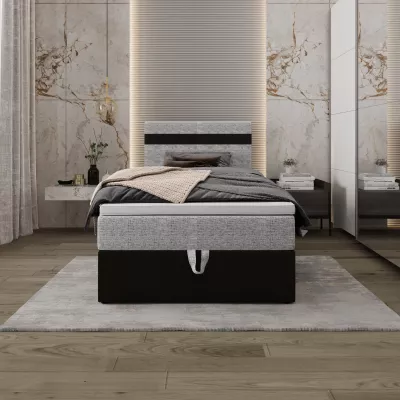 Boxspringová posteľ 100x200 SISI 1 s úložným priestorom - čierna / svetlo šedá