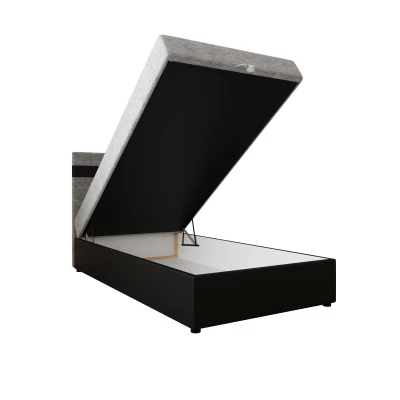 Boxspringová posteľ 100x200 SISI 1 s úložným priestorom - čierna / svetlo šedá