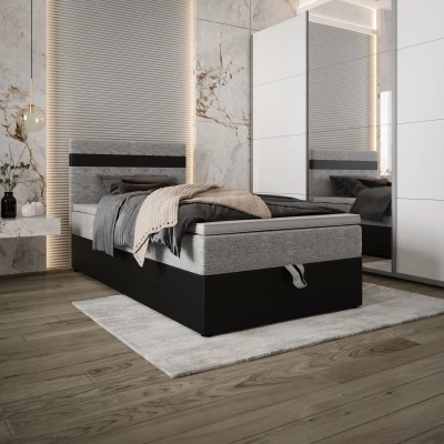Boxspringová posteľ 100x200 SISI 1 s úložným priestorom - čierna / svetlo šedá