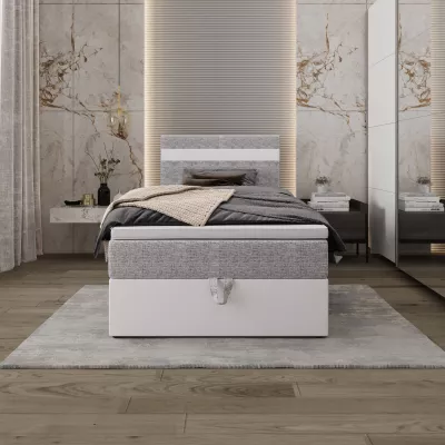 Boxspringová posteľ 100x200 SISI 1 s úložným priestorom - biela / svetlo šedá