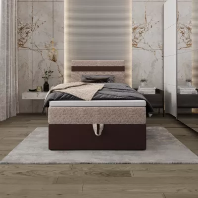 Boxspringová posteľ 100x200 SISI 1 s úložným priestorom - tmavo hnedá / béžová