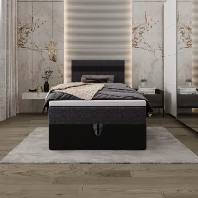 Boxspringová posteľ 100x200 SISI 1 s úložným priestorom - čierna / tmavo šedá