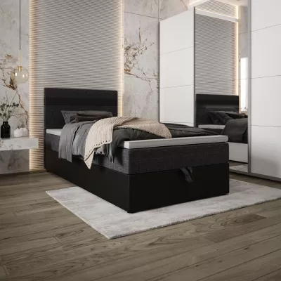Boxspringová posteľ 100x200 SISI 1 s úložným priestorom - čierna / tmavo šedá