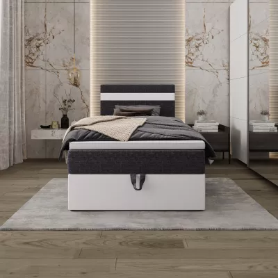 Boxspringová posteľ 100x200 SISI 1 s úložným priestorom - biela / tmavo šedá