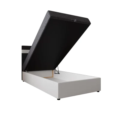 Boxspringová posteľ 100x200 SISI 1 s úložným priestorom - biela / tmavo šedá