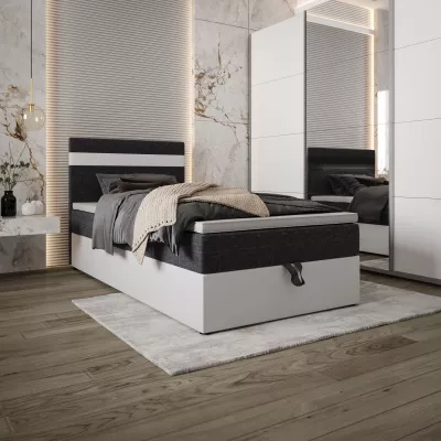 Boxspringová posteľ 100x200 SISI 1 s úložným priestorom - biela / tmavo šedá