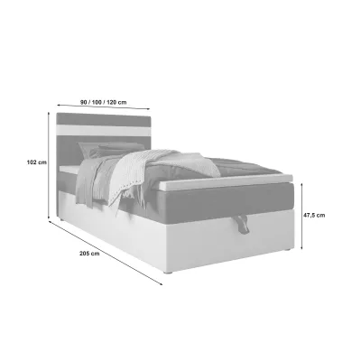 Boxspringová posteľ 100x200 SISI 1 s úložným priestorom - biela / tmavo šedá