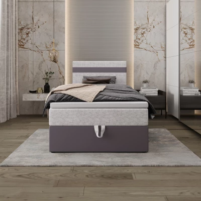 Boxspringová posteľ 100x200 SISI 1 s úložným priestorom - tmavo šedá / svetlo šedá