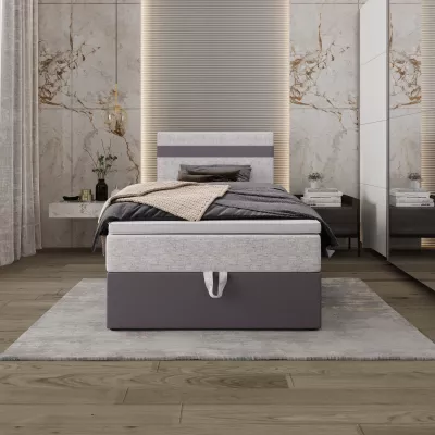 Boxspringová posteľ 100x200 SISI 1 s úložným priestorom - tmavo šedá / svetlo šedá