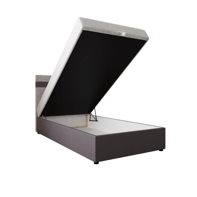 Boxspringová posteľ 100x200 SISI 1 s úložným priestorom - tmavo šedá / svetlo šedá
