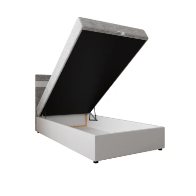 Boxspringová posteľ 120x200 SISI 1 s úložným priestorom - biela / svetlo šedá