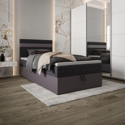 Boxspringová posteľ 120x200 SISI 1 s úložným priestorom - šedá / tmavo šedá