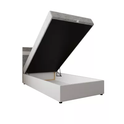 Boxspringová posteľ 100x200 SISI COMFORT 1 s úložným priestorom - biela / svetlo šedá