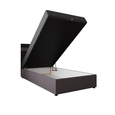 Boxspringová posteľ 100x200 SISI COMFORT 1 s úložným priestorom - šedá / tmavo šedá