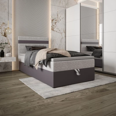 Boxspringová posteľ 100x200 SISI COMFORT 1 s úložným priestorom - tmavo šedá / svetlo šedá