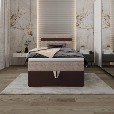 Boxspringová posteľ 120x200 SISI COMFORT 1 s úložným priestorom - tmavo hnedá / béžová