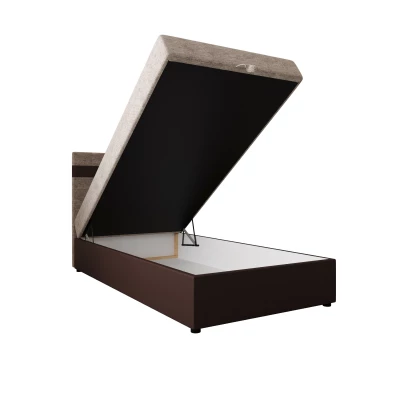 Boxspringová posteľ 120x200 SISI COMFORT 1 s úložným priestorom - tmavo hnedá / béžová