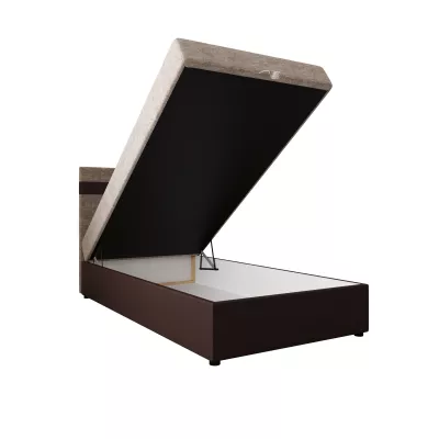 Boxspringová posteľ 120x200 SISI COMFORT 1 s úložným priestorom - tmavo hnedá / béžová
