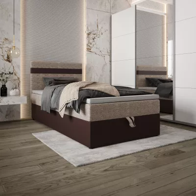 Boxspringová posteľ 120x200 SISI COMFORT 1 s úložným priestorom - tmavo hnedá / béžová