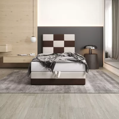Čalúnená jednolôžková posteľ 90x200 MARLEN COMFORT 1 - hnedá / béžová