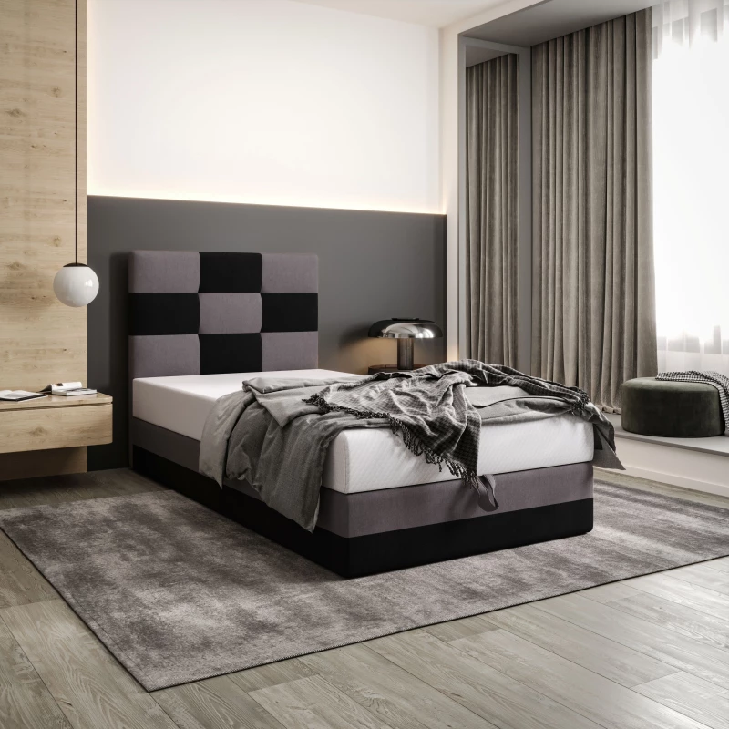 Čalúnená jednolôžková posteľ 100x200 MARLEN COMFORT 1 - čierna / šedá