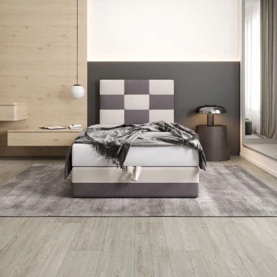 Čalúnená jednolôžková posteľ 100x200 MARLEN COMFORT 1 - šedá / béžová