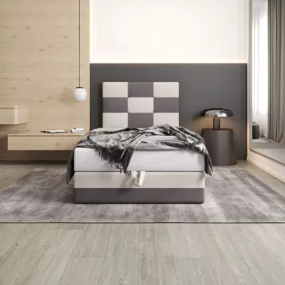 Čalúnená jednolôžková posteľ 100x200 MARLEN COMFORT 1 - šedá / béžová