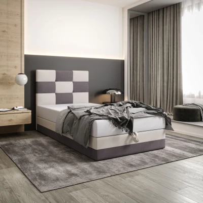 Čalúnená jednolôžková posteľ 100x200 MARLEN COMFORT 1 - šedá / béžová