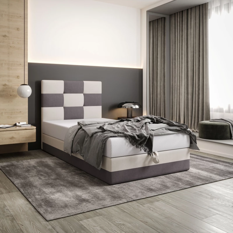 Čalúnená jednolôžková posteľ 100x200 MARLEN COMFORT 1 - šedá / béžová
