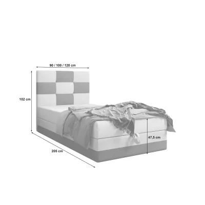 Čalúnená jednolôžková posteľ 100x200 MARLEN COMFORT 1 - šedá / béžová