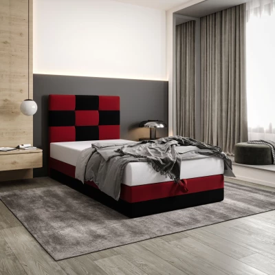 Čalúnená jednolôžková posteľ 120x200 MARLEN COMFORT 1 - čierna / červená