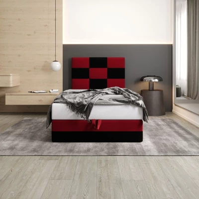 Čalúnená jednolôžková posteľ 120x200 MARLEN COMFORT 1 - čierna / červená