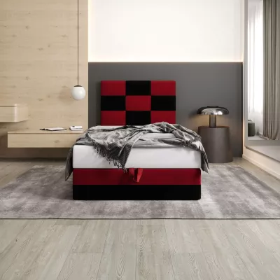 Čalúnená jednolôžková posteľ 120x200 MARLEN COMFORT 1 - čierna / červená