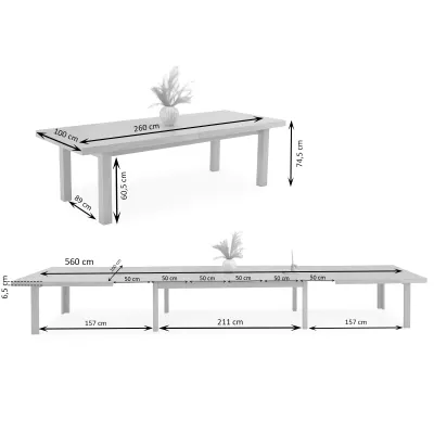 Rozkladací jedálenský stôl 260(560)x100 DAIMON - dub