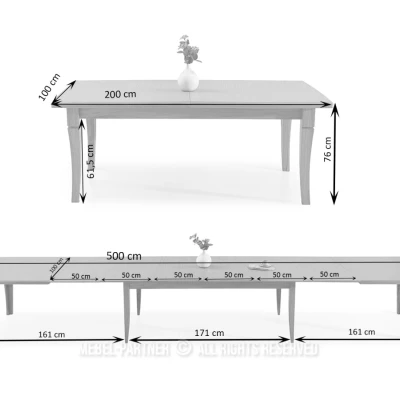Rozkladací jedálenský stôl 200(500)x100 SALIM - dub