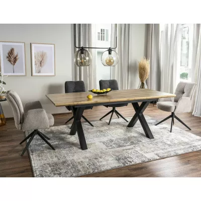 Rozkladací jedálenský stôl 160(240)x90 ROLY - dub artisan / čierny