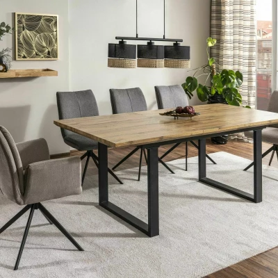 Rozkladací jedálenský stôl 160(240)x90 UPTON - dub artisan / čierny
