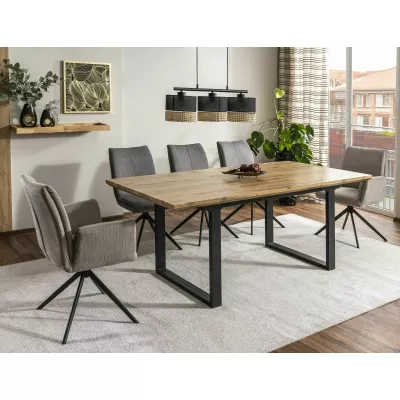 Rozkladací jedálenský stôl 160(240)x90 UPTON - dub artisan / čierny
