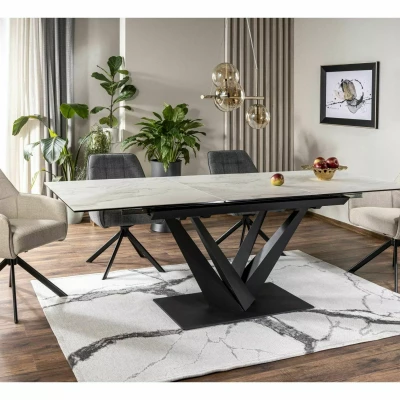 Rozkladací jedálenský stôl 160(220)X90 GUNAR - svetlo šedý / čierny