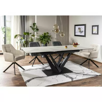 Rozkladací jedálenský stôl 160(220)X90 GUNAR - svetlo šedý / čierny