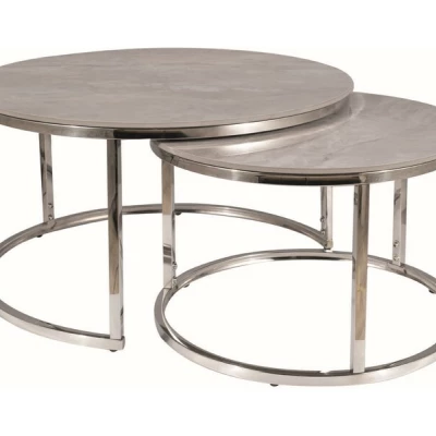 Súprava konferenčných stolíkov JONES 60 - šedá / chróm