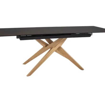 Rozkladací jedálenský stôl 180(230)x90 AHMED - dub / tmavo hnedý matný