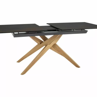Rozkladací jedálenský stôl 180(230)x90 AHMED - dub / tmavo hnedý matný
