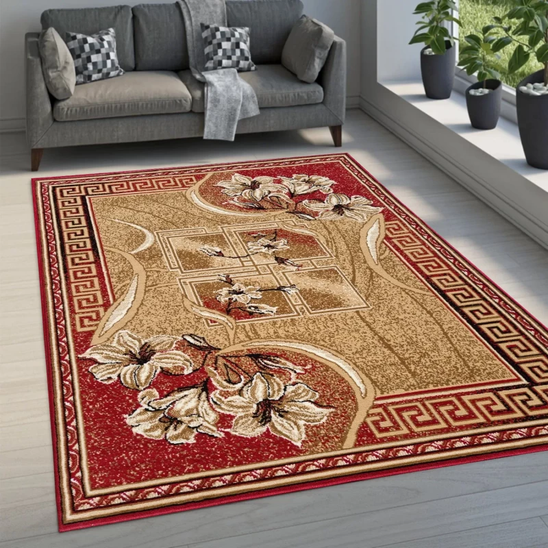 Vzorovaný koberec 50x90 cm LUKEN - červený / béžový