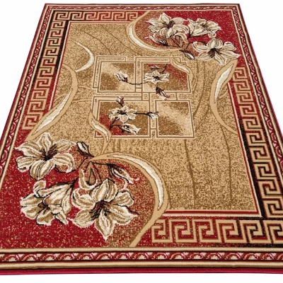 Vzorovaný koberec 50x90 cm LUKEN - červený / béžový