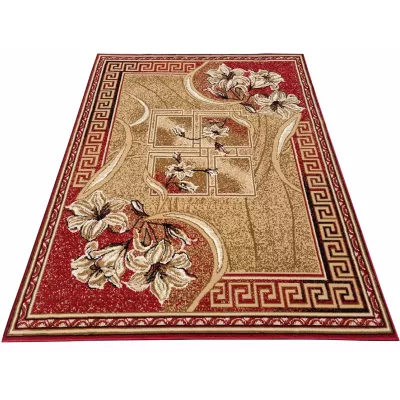 Vzorovaný koberec 50x90 cm LUKEN - červený / béžový